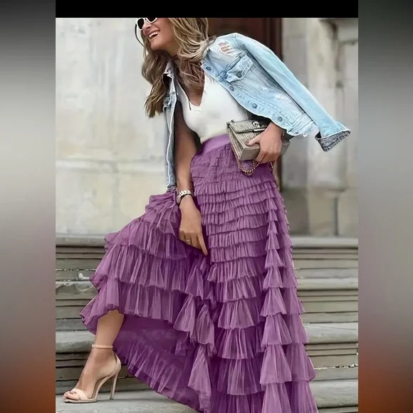 Tulle tiered maxi skirt - Picture 3 of 12